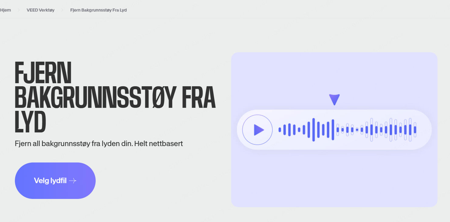 VEED.IO nettbasert støyreduksjonsprogram