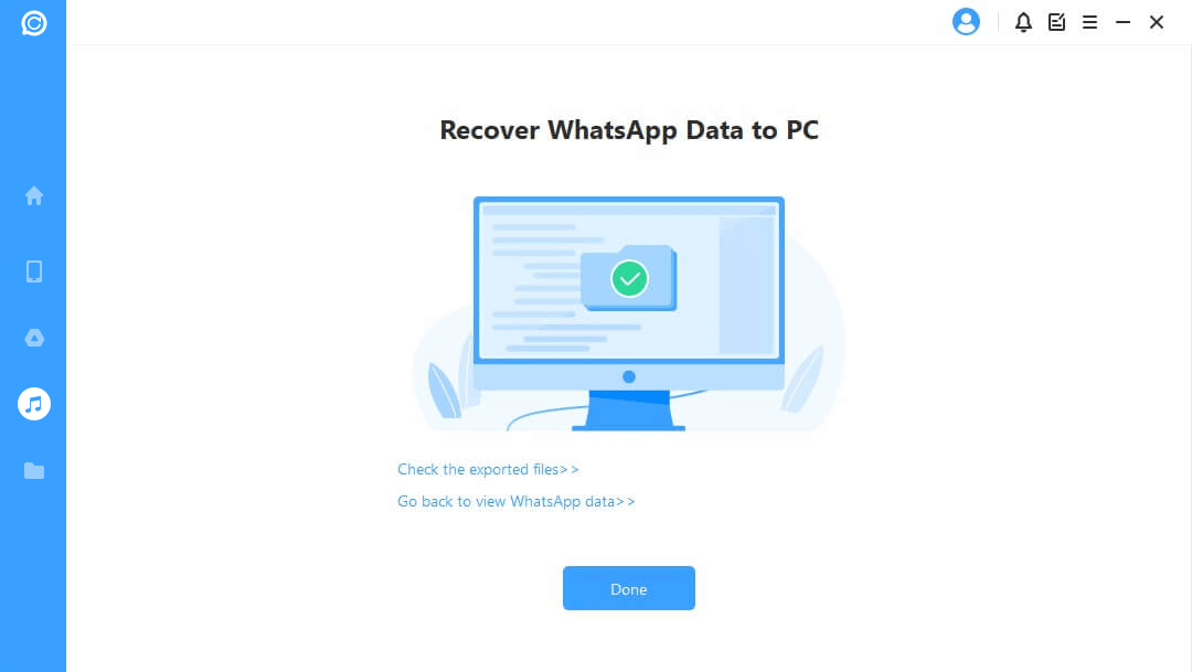 gjenopprette WhatsApp-data til pc