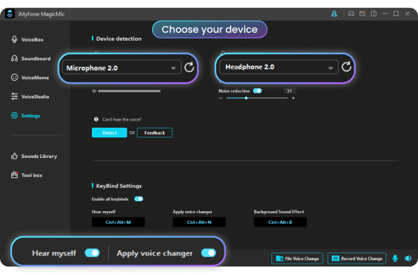 MagicMic inndataenhet og programinnstillinger