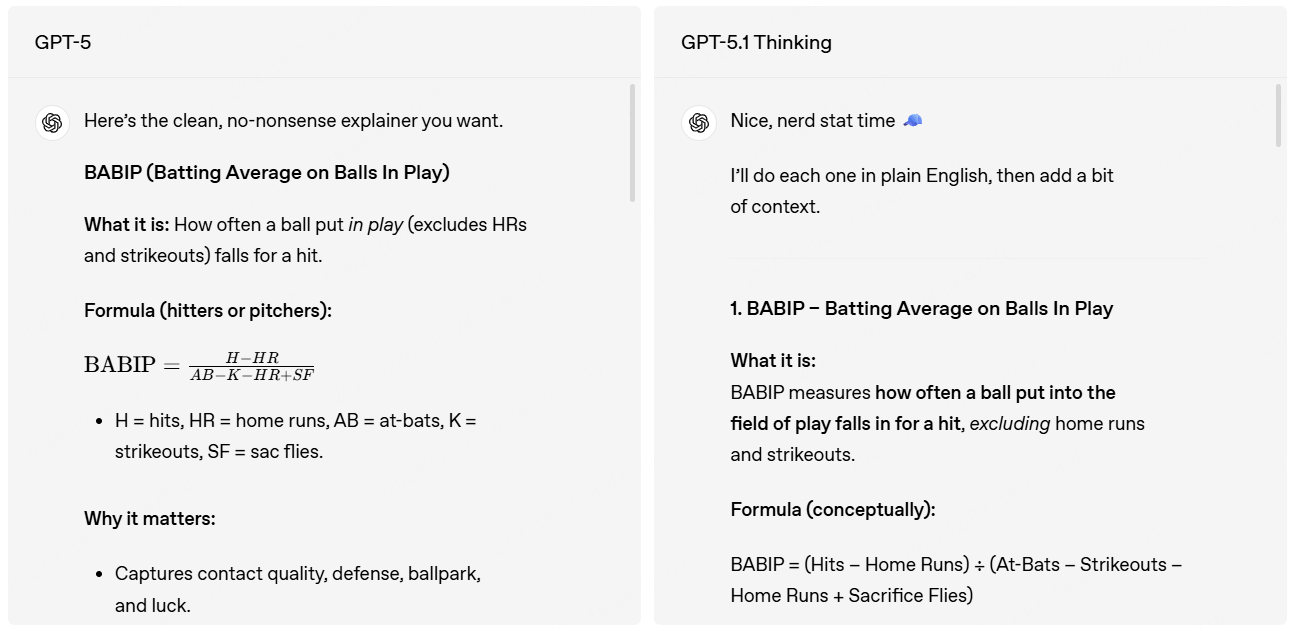 compare gpt5.1 and gpt5