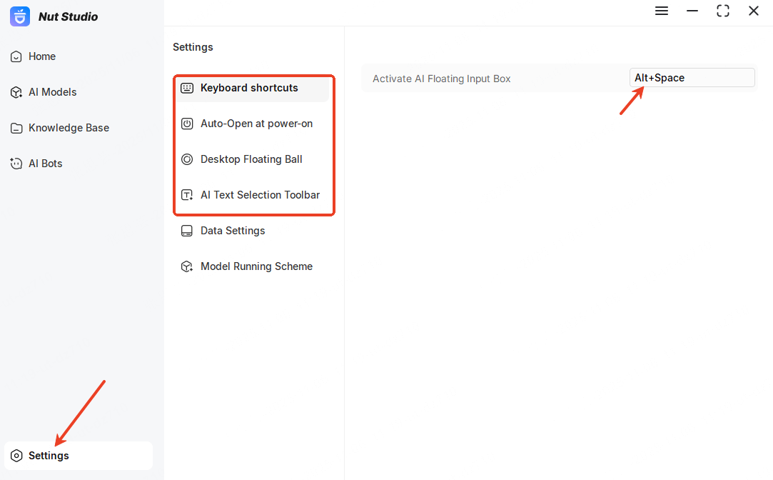 settings for nut studio