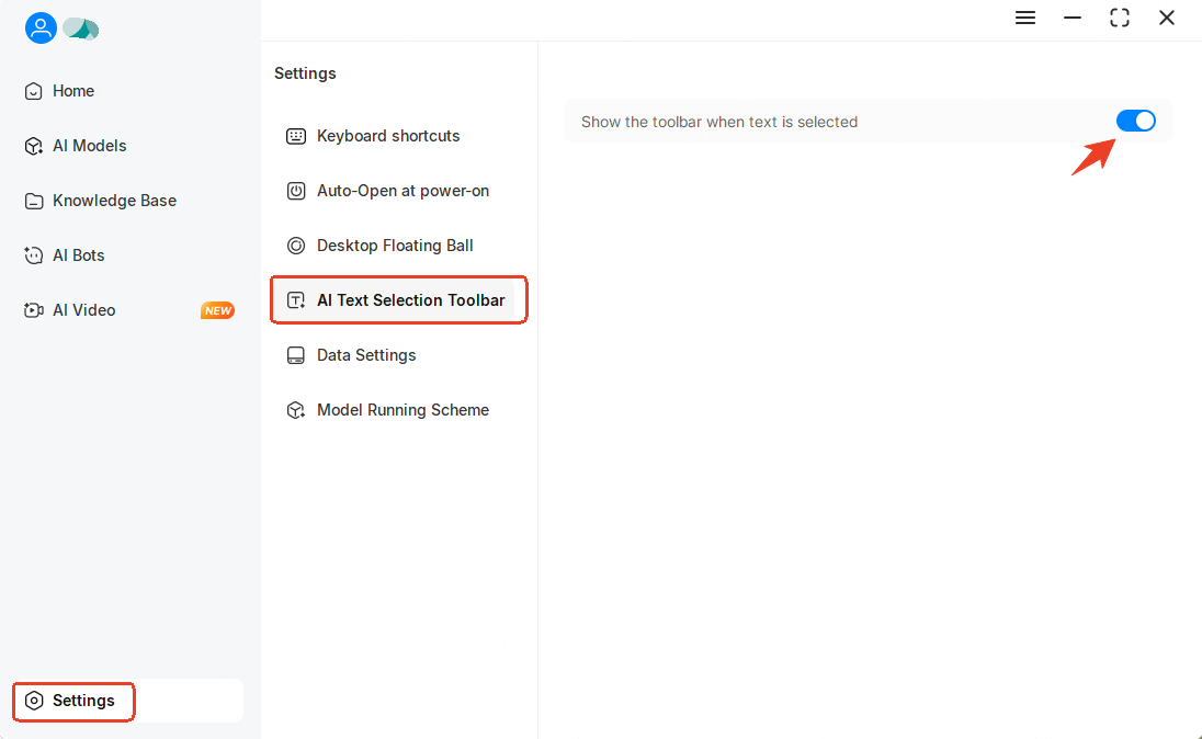 AI Text Selection Toolbar