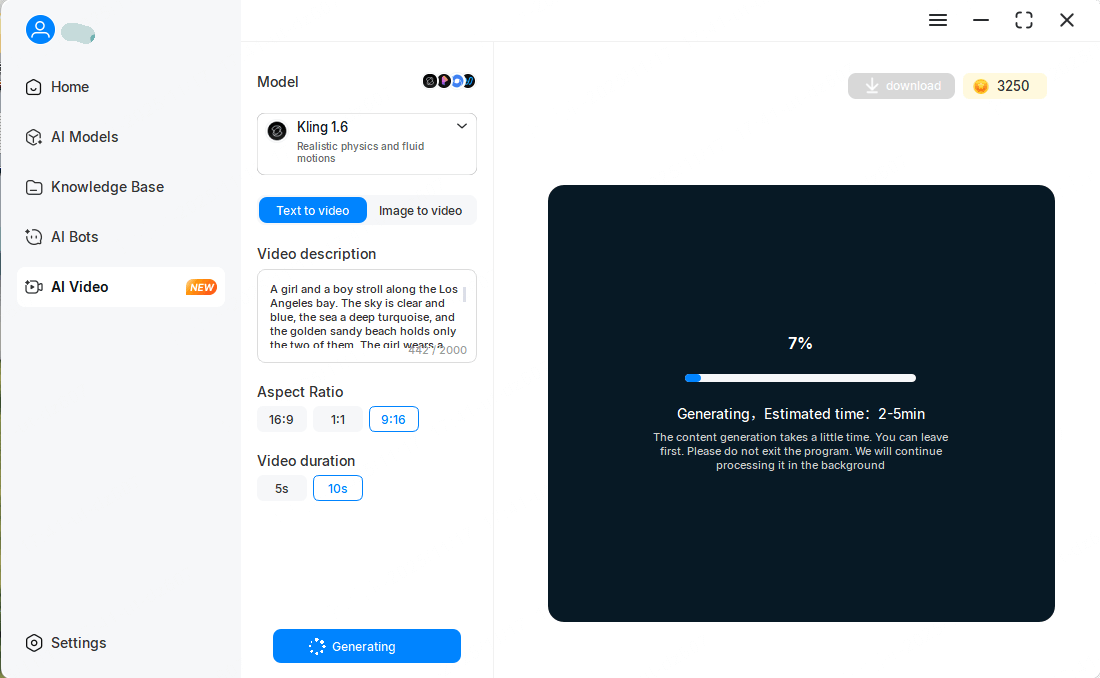 start generating AI Text to Video