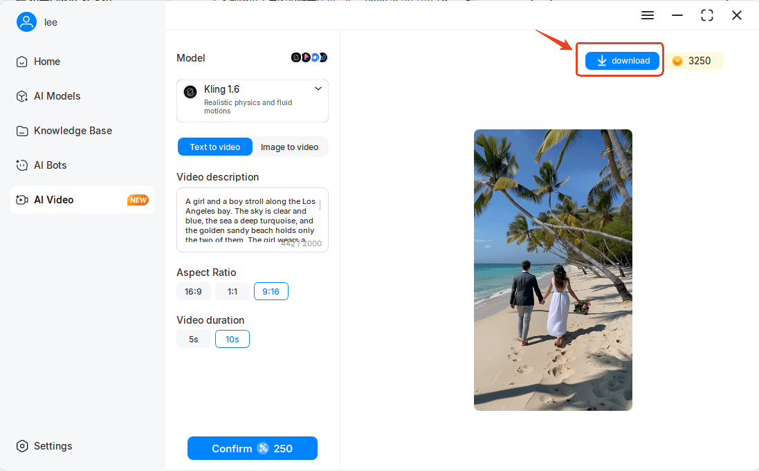 Click Confirm to begin AI Text to Video