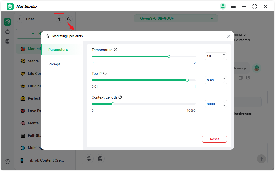 click model setting