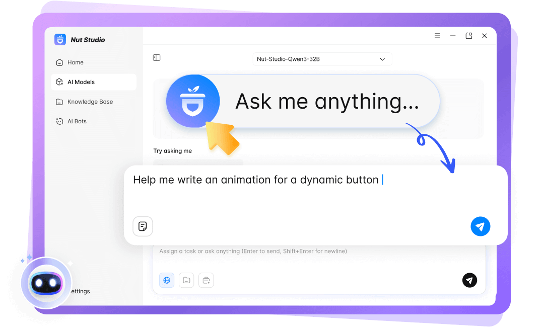 Floating AI assistant for instant search over any application.