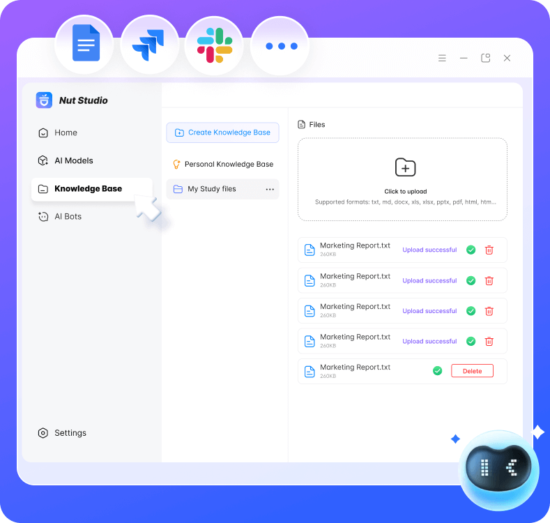 A central AI assistant icon connected to various other applications.