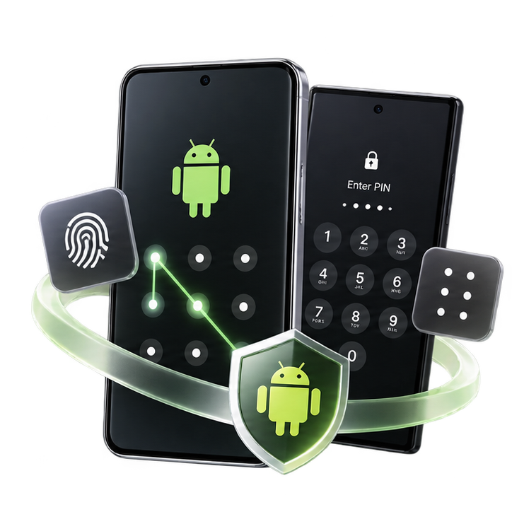 LockWiper Android software interface and supported device illustration