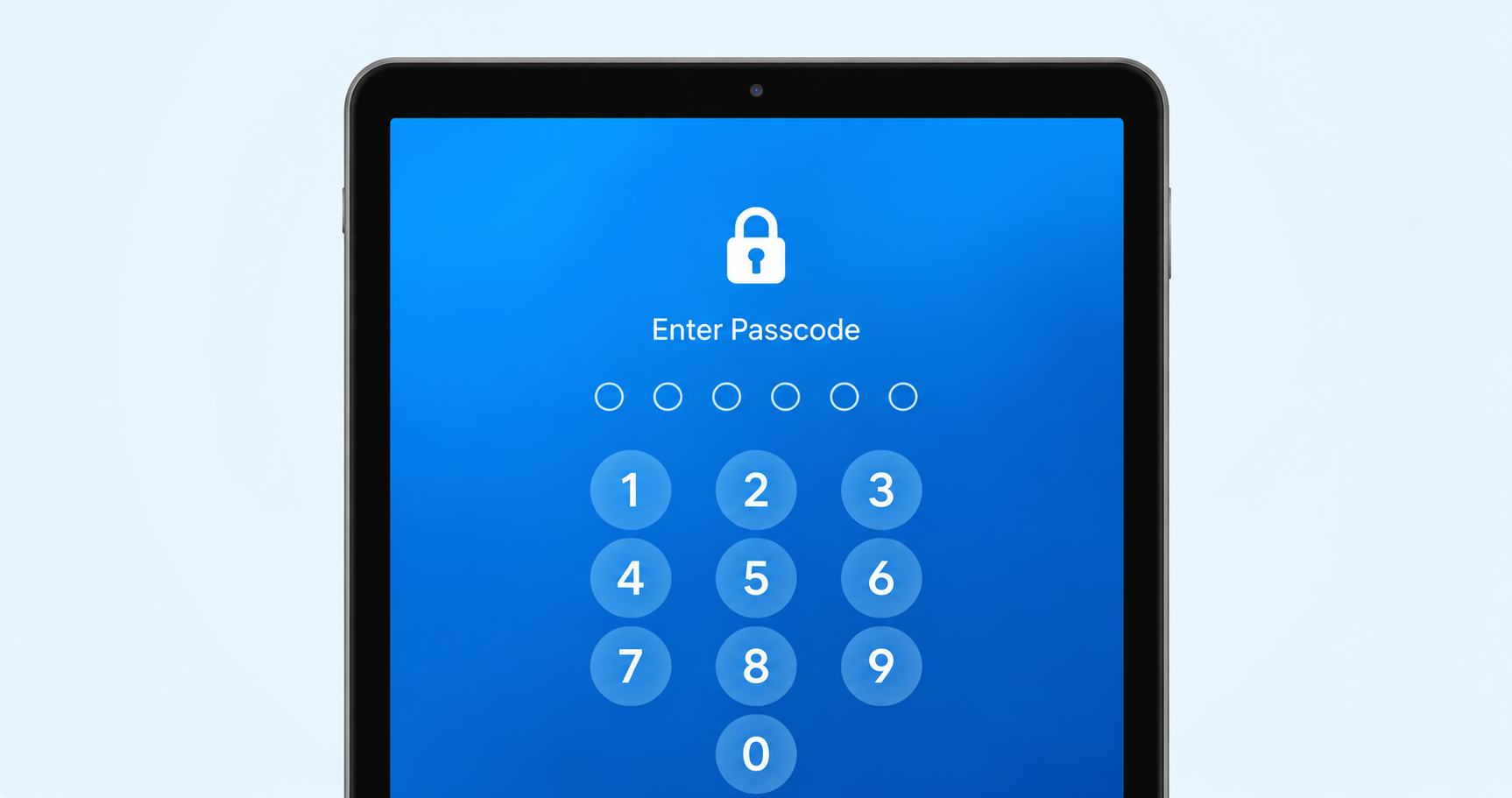 iPad displaying a passcode entry screen