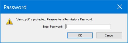enter pdf permissions password