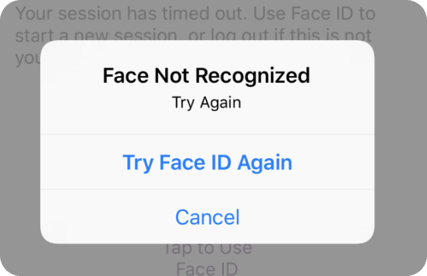 iPhone Face Not Recognized alert when Face ID is unavailable