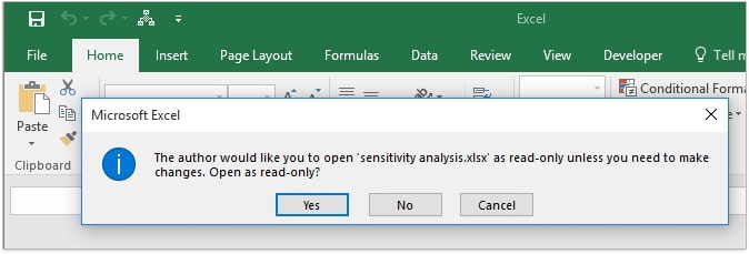 open read only excel