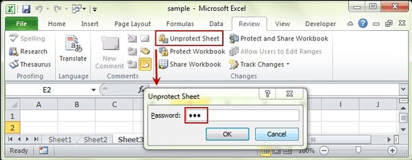 unprotect sheet in excel 2010