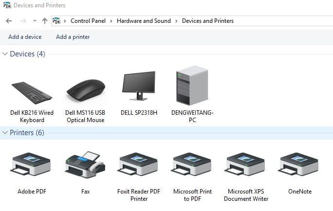 control panel printer