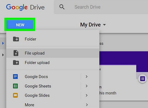 file upload google drive