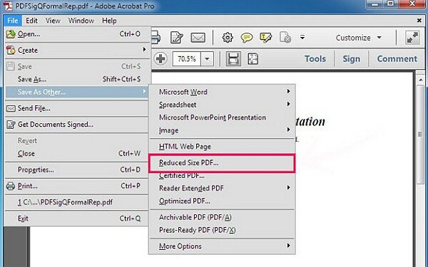 reduced pdf size