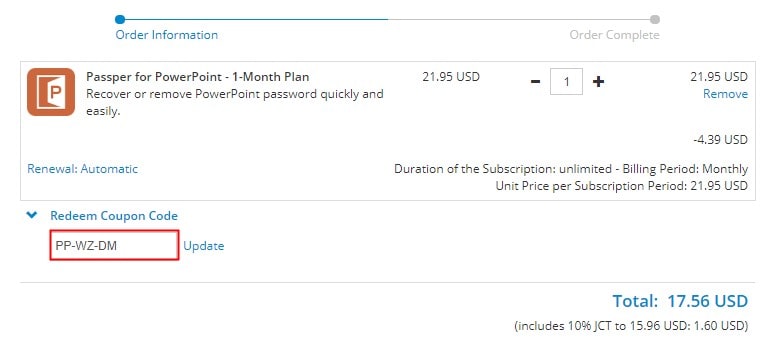 enter coupon code