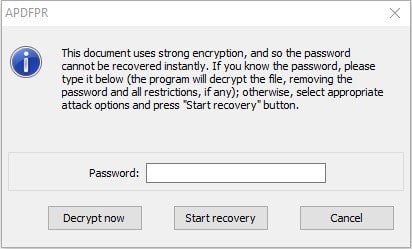 start recovery dialog