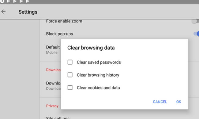 clear browsing data