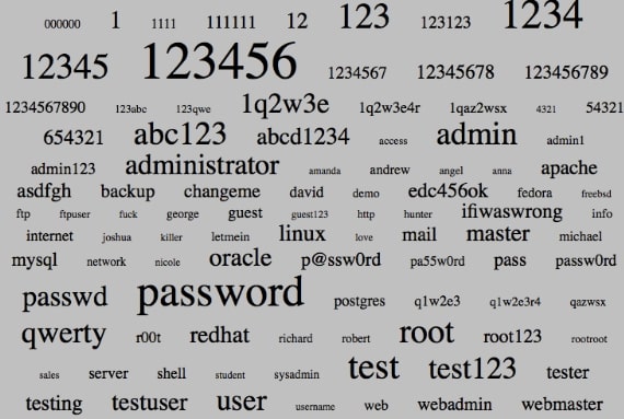 common used passwords
