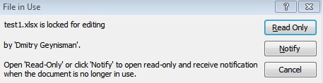 excel file locked for editing