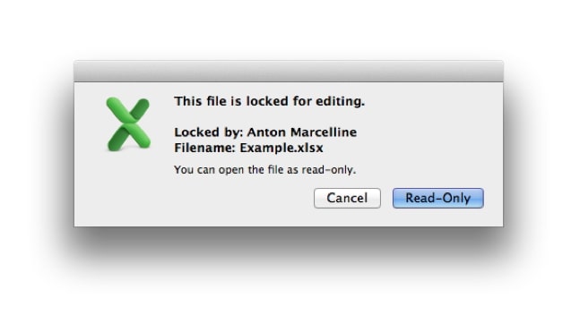 mac excel file is locked for editing by me