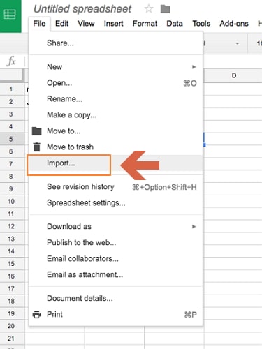 import excel to google sheet