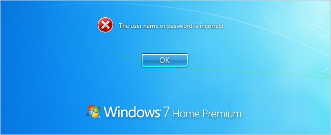 incorrect windows 7 password