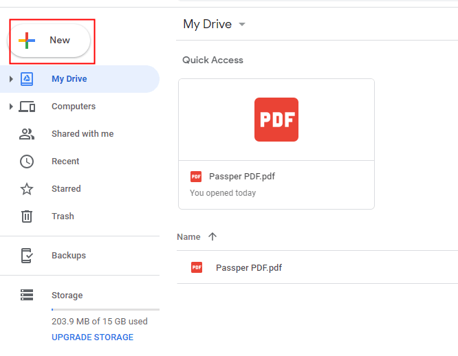 Add the PDF file to Google Drive