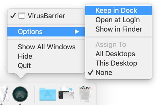 keep in dock