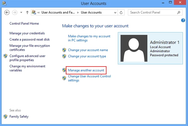 manage another account on HP laptop