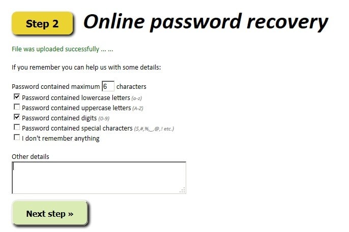 offer password details