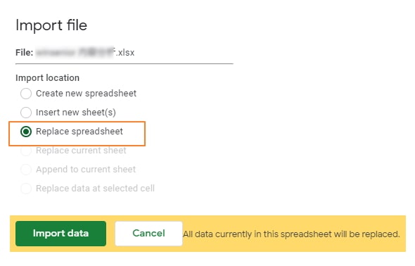 replace spreadsheet