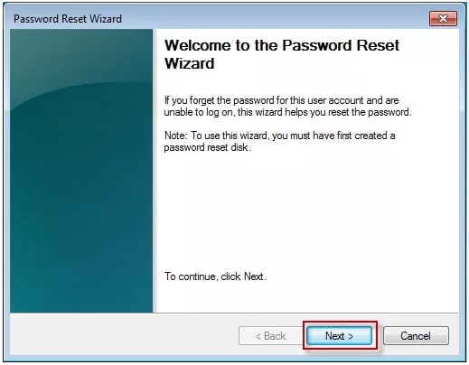 reimpostare la password guidata di Windows