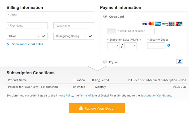 review my order