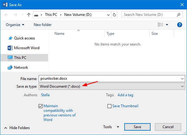 save word document in doc format