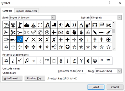 select segoe ui symbol