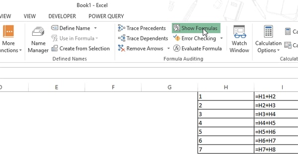 show formulas excel