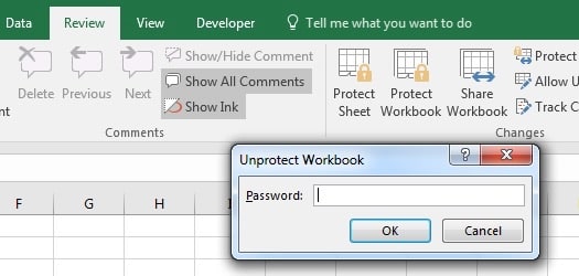 unprotect workbook