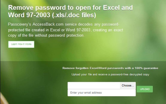 upload encrypted excel file to accessback