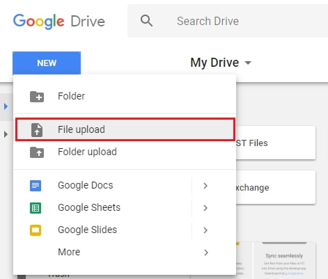 upload files to google drive