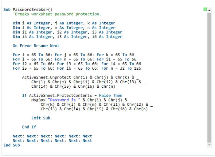 vba code