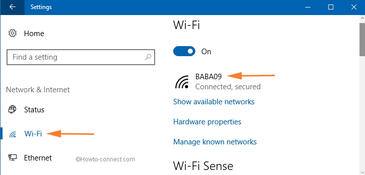 wifi showing on network