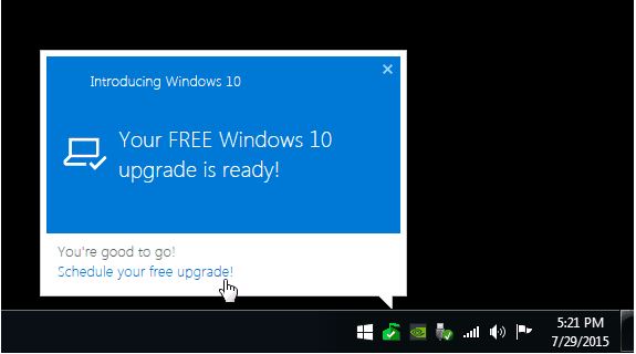 windows 10 upgrade message