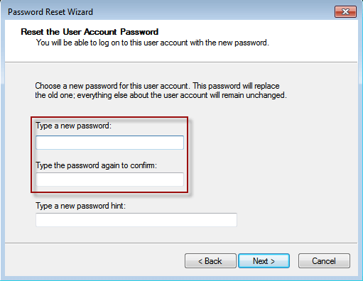 bypass admin password with password reset disk