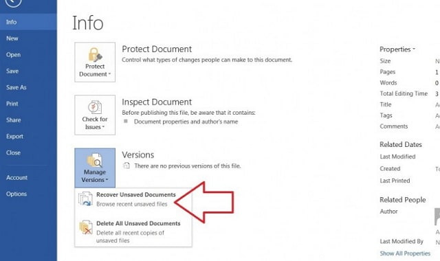 document properties word 2019