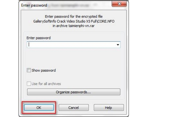 unrar password protected file with password