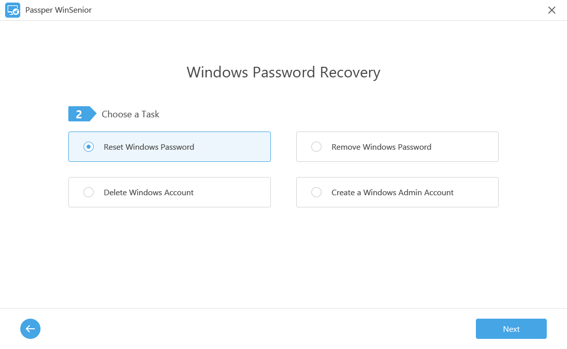 choose reset windows password