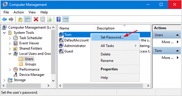 set password through local groups