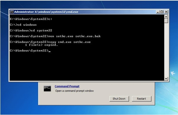 command prompt rese -password
